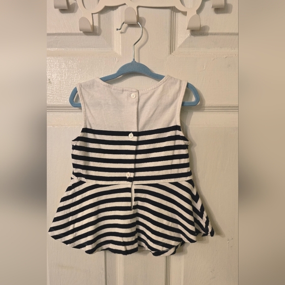 Janie and Jack Toddler Girl's White and Navy Striped Peplum Top Size 3T - Picture 2 of 3